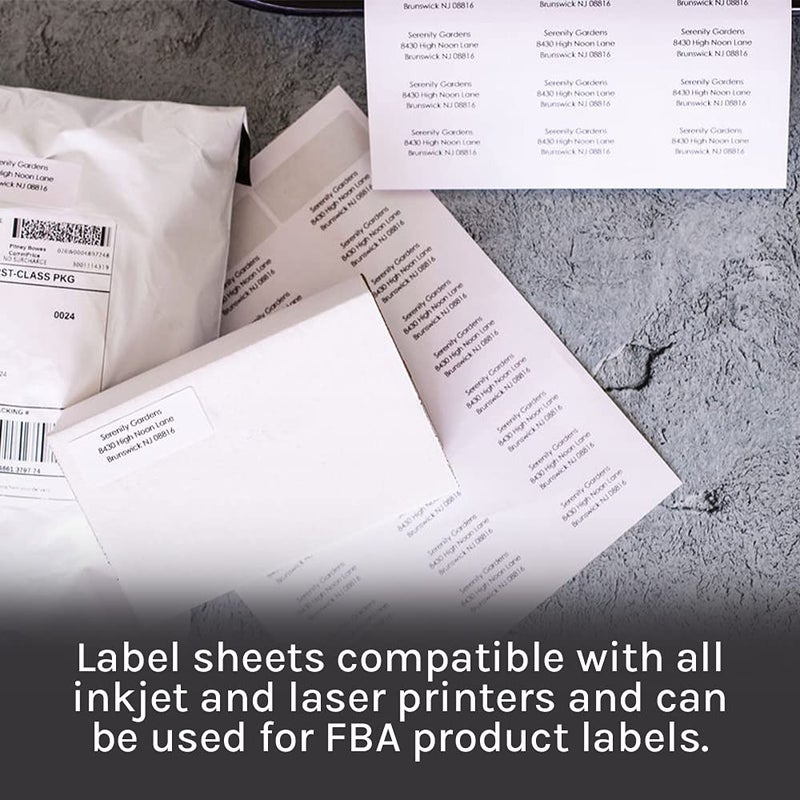 Premium Label Supply White Address Sticker Labels - 2.625"" x 1"" - Laser/Inkjet Compatible - (30 per Sheet), 25 Sheets - 750 Total Adhesive FBA Labels - Image 3